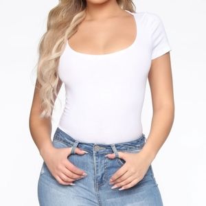 Square neck white tee